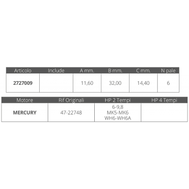 GIRANTE MERCURY 2T 6-9,8 HP