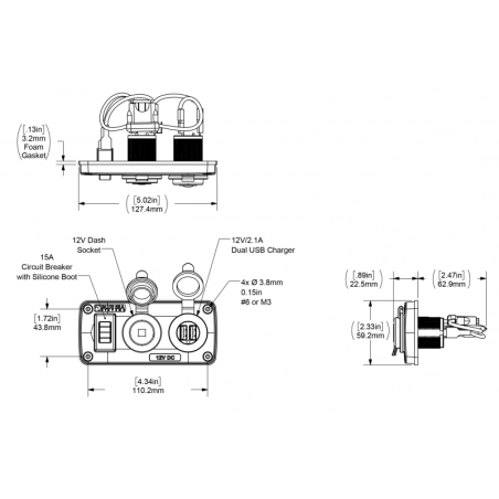 PRESA - 2 PORTE USB - INTERRUTTORE
