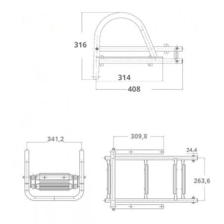 SCALETTA INOX RIBALTABILE A 3 GRADINI