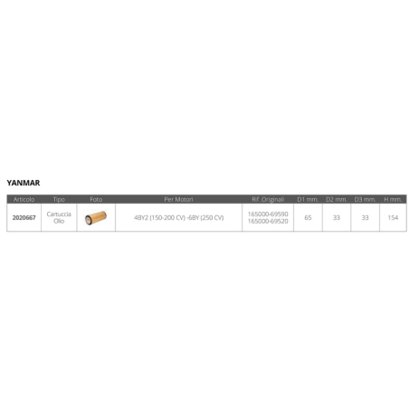 CARTUCCIA OLIO RIF. OR. 165000-69590 / 165000-69520