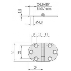 CERNIERA INOX MM.48X30 ROVESCIATA 2