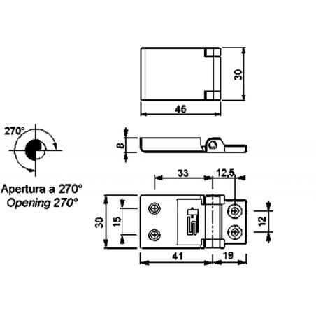 CERNIERA A FILO IN ACCIAIO INOX MM.45X30