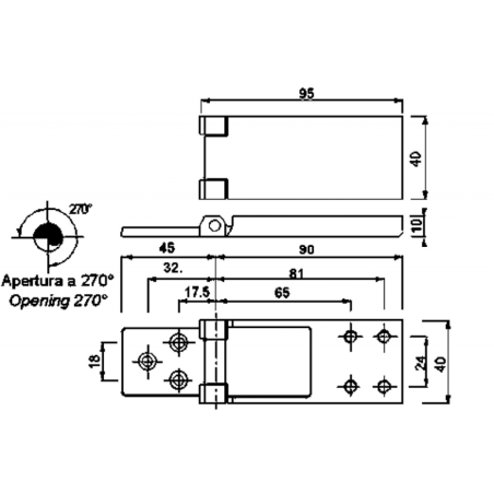CERNIERA A FILO IN ACCIAIO INOX MM.95X40