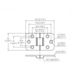 CERNIERA INOX AISI 316 CON ARRESTO MM.70x42 2