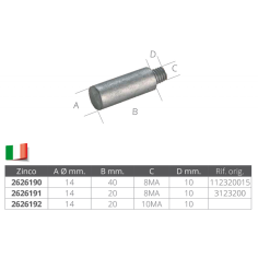 ANODO IN ZINCO Ø MM.14 X 30 2