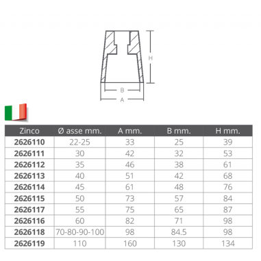 ANODO IN ZINCO PER ASSE Ø MM.45
