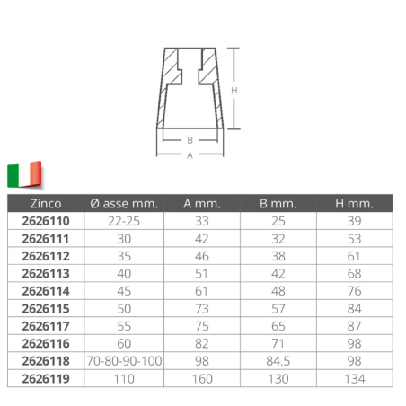 ANODO IN ZINCO PER ASSE Ø MM.70-80-90-100