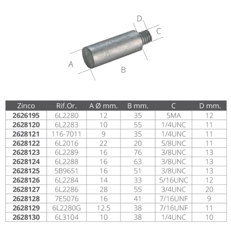ANODO IN ZINCO RIF.OR.6L 3104