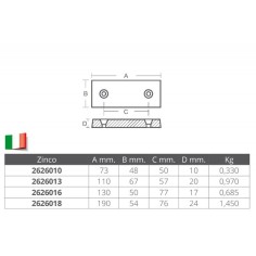 ANODO RETTANGOLARE IN ZINCO MM.73x48x10 2
