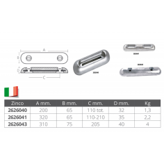 ANODO SUNSEEKER IN ZINCO MM.200x65x32h 2