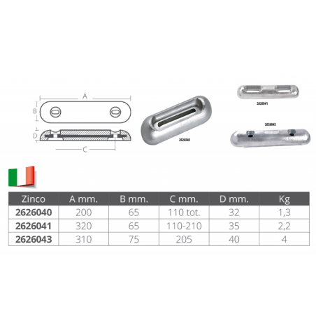ANODO SUNSEEKER IN ZINCO MM.320x65x35h