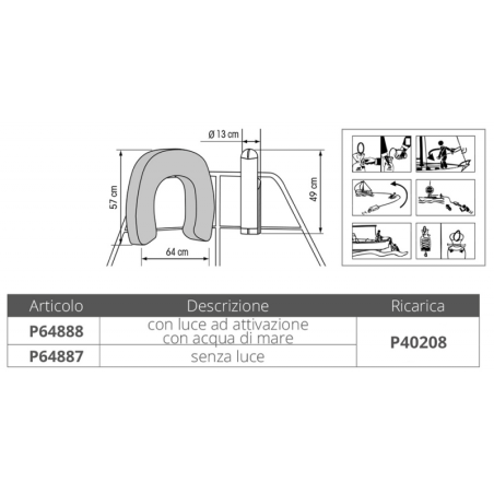 FERRO DI CAVALLO GONFIABILE CON LUCE AD ATTIVAZIONE CON ACQUA DI MARE